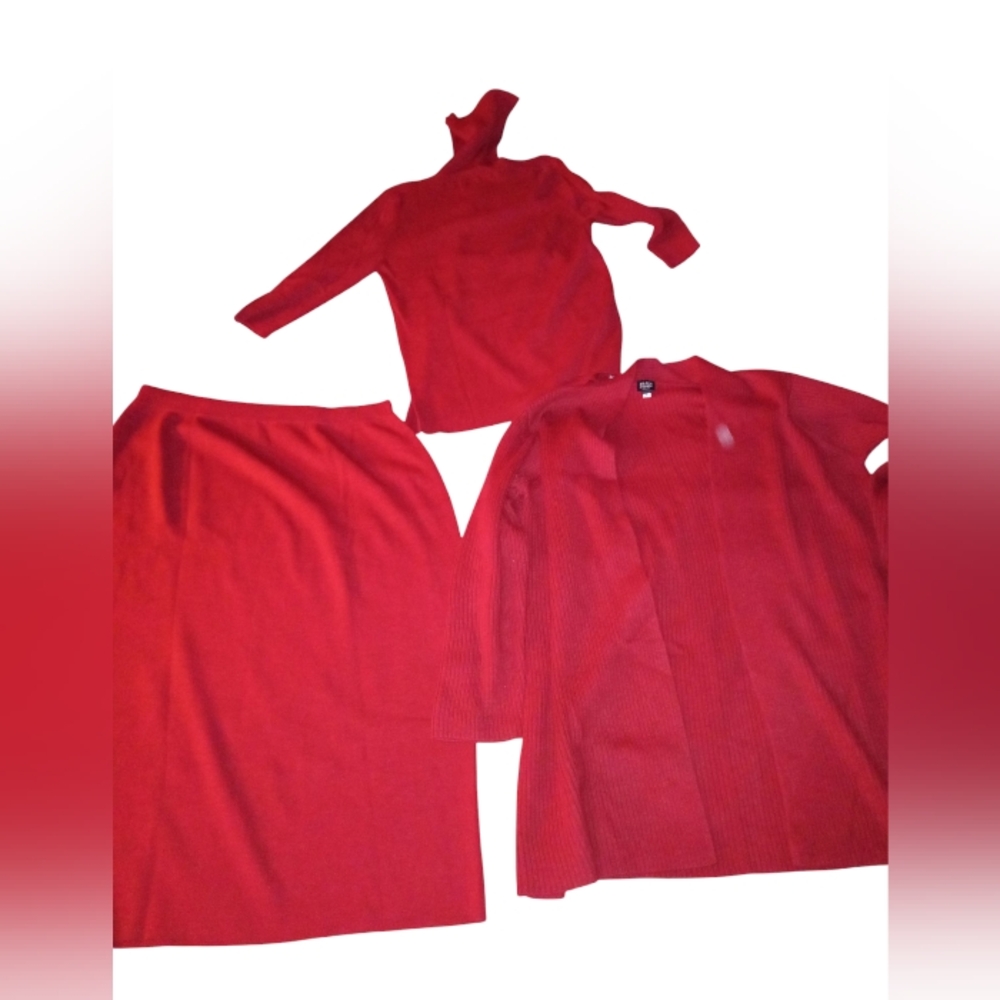 Eileen Fisher 100% Wool 3-Piece Heavy Knit Matching Set